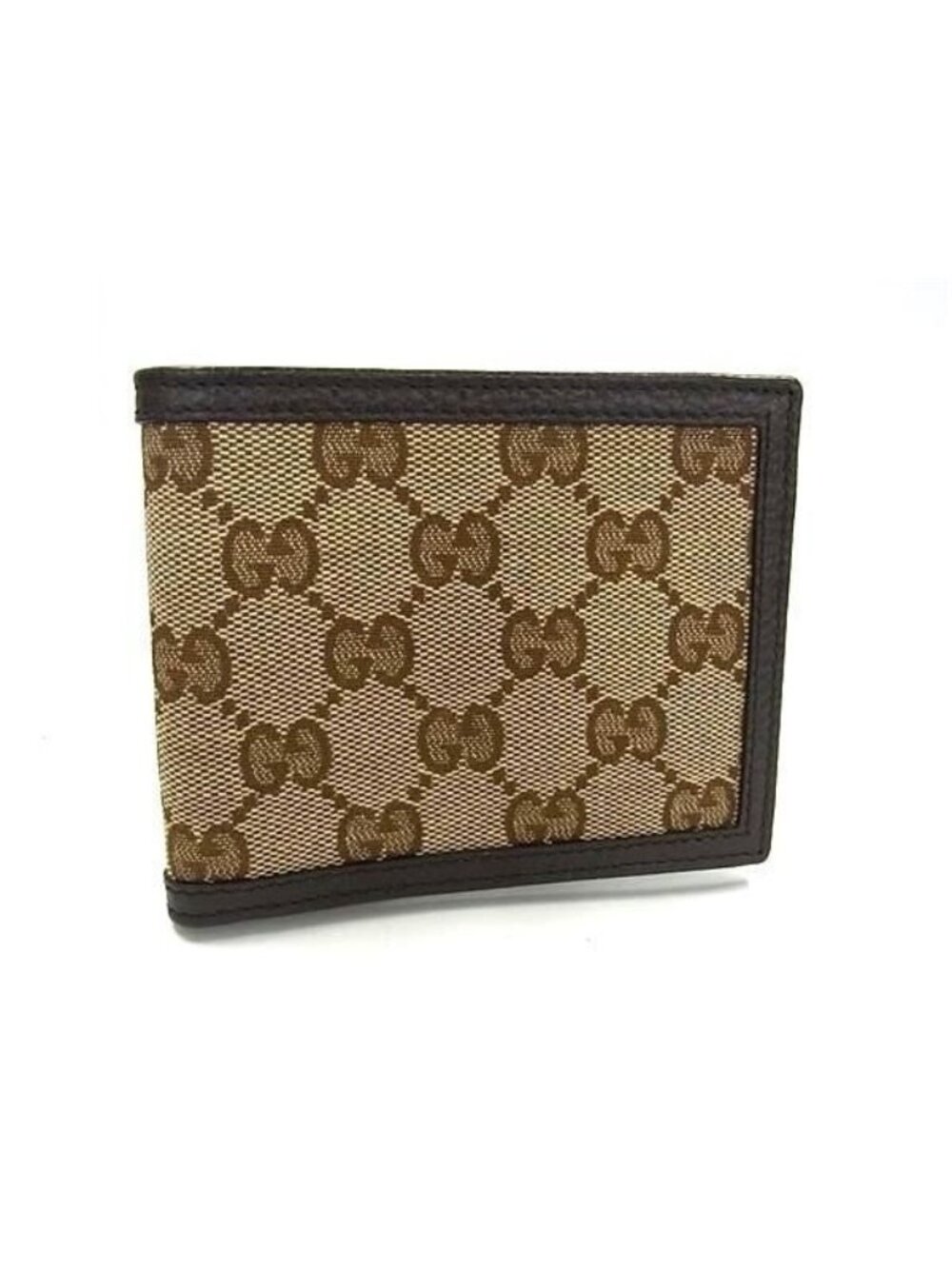 Gucci GG Canvas and Leather Bifold Wallet Billfold Coin Purse